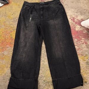 Fashion Nova Charcoal Wide-Leg Jeans